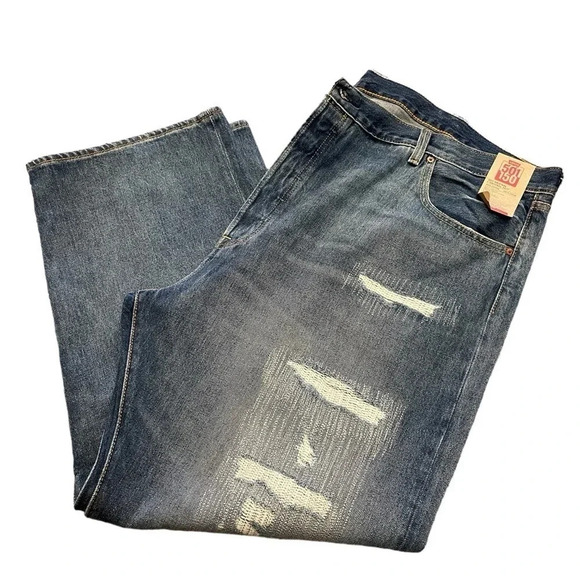 Levi’s 501 150th Anniversary Distressed Button Fly Straight Leg Jeans  Size 50 - Picture 1 of 9